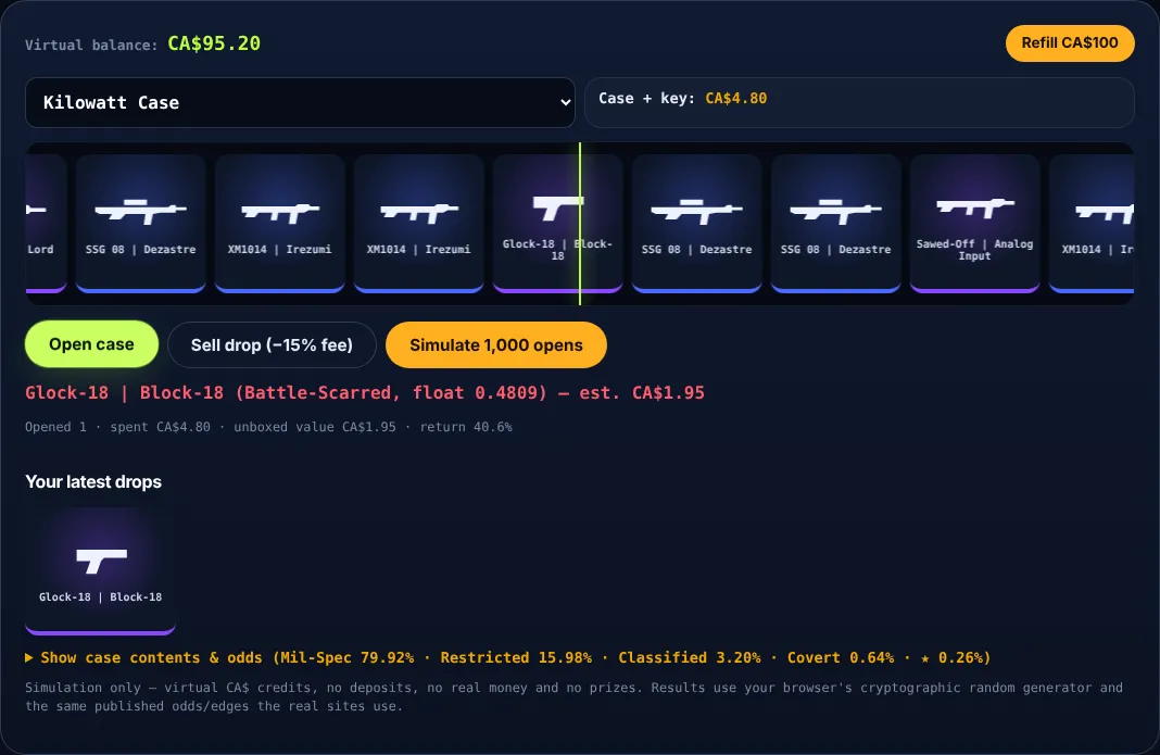 Case opening is the entry point for most CS2 players — here in our free simulator.